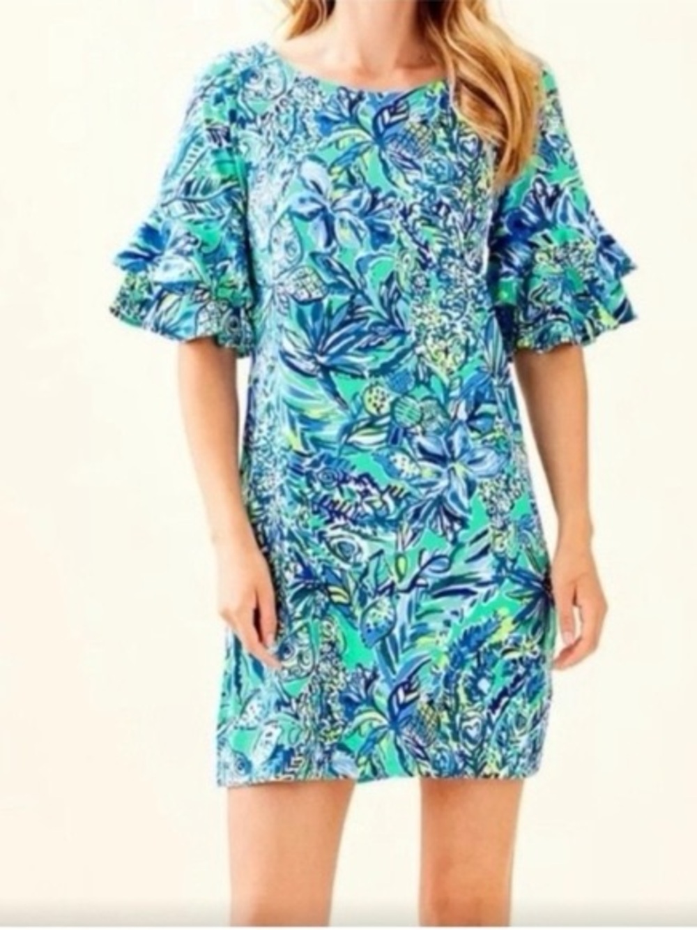 Lilly Pulitzer Blue & Teal Tropical Print Dress